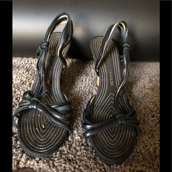 Enzo Angiolini Strappy Black Wedges Sandals SZ 9 - Picture 8 of 8